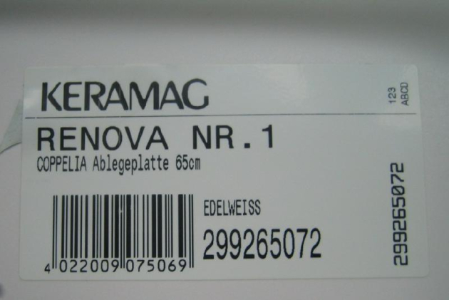 Keramag Renova 65cm Keramik-Ablage Platte Badablage EDELWEISS