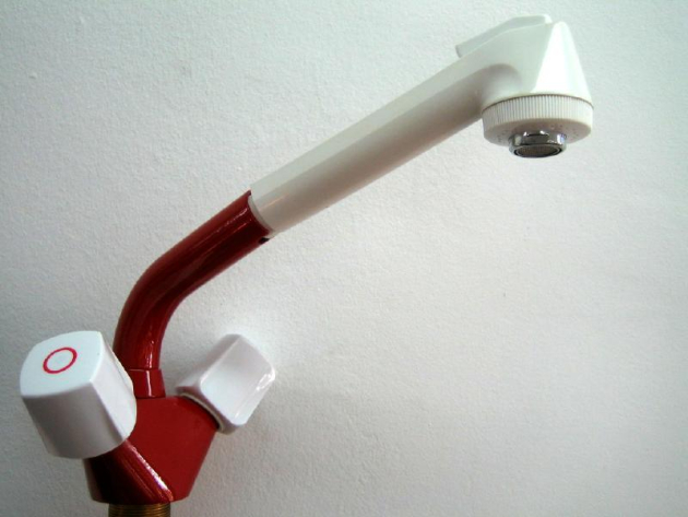 EGRO Küchenarmatur Spültischarmatur Zweihandmischer mit Brause ROT WEISS