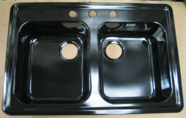 ALAPE Doppelbecken-Spüle 178 SCHWARZ 84x56 cm 3-HL