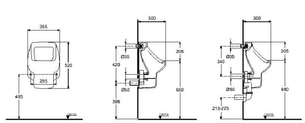 IDEAL STANDARD Urinal Pissoir Penta JASMIN Zulauf von oben