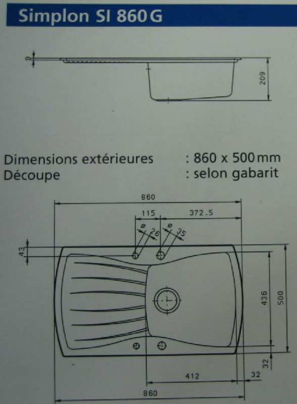 RIEBER Tenor-100 Spüle Sierra-Beige-Granit 86x50 cm