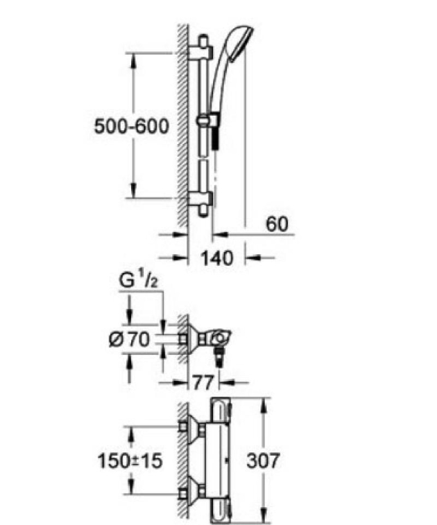 Precision Vitalio Trend Thermostat Brauseset Brausestange 34237000
