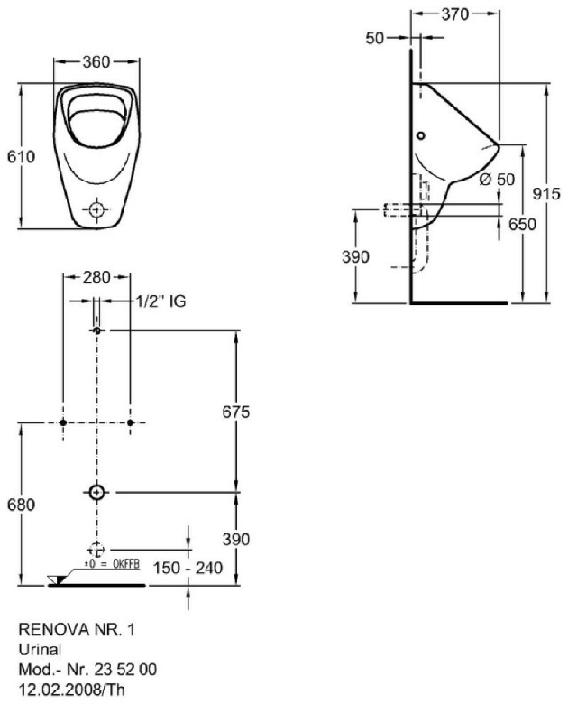 KERAMAG Urinal Renova mit Zulauf von oben NATURA