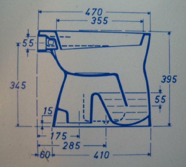 NOVO-BOCH Stand-WC Abgang Boden AO innen senkrecht WEISS