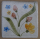 MOSA 1308 Wandfliese handbemalte antike Fliese mit Blumen Motiv 10x10 cm