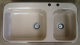 ALAPE Doppelbecken-Spüle 124 BAHAMABEIGE m. Contur MOCCA 92x50,5
