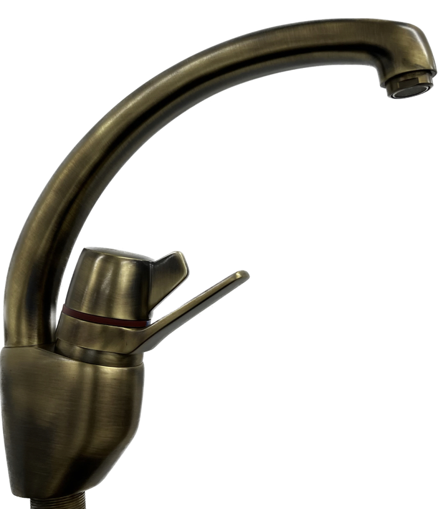 Küchenarmatur Classic In Antik-Bronze – Messing, Keramik-Kartusche, Inkl. Edelstahl-Anschlussset (35 Cm)