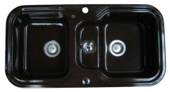 ALAPE Doppelbecken-Spüle 138 MOCCA-BRAUN 97x50,5 cm Doppelbeckenspüle, Küchenspüle Braun, Mocca Braune Spüle