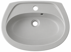 NOVO-BOCH Waschbecken 51 x 35 cm Manhattangrau – Handwaschbecken Waschtisch Keramik mit Hahnloch und Überlauf Manhattan Grau