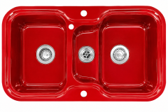 ALAPE Doppelbecken-Spüle 138 ROT 97x50,5 cm