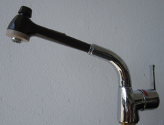 KURI Küchenarmatur Armatur Spültischarmatur Niederdruck mit Brause Mocca Chrom