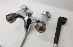 KWC NEO-3 Badewannenarmatur + Handbrause+Schlauch Chrom-Braun