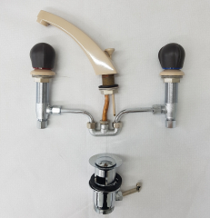 KWC 3-Loch-Armatur Waschbeckenarmatur CREME/BRAUN