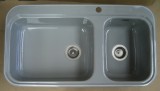 ALAPE kitchen sink 124 FLANELL-GRAU m. Contur WEISS 92x50,5