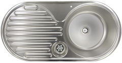 RIEBER ovale Spüle Küchenspüle Rundbecken 86 x 43,5 cm EDELSTAHL 18/10 E86 TAR 9926 leinen
