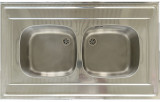 RIEBER Auflage-Spüle Doppelbecken 100 x 60 cm Edelstahl Küchenspüle Spülbecken 2 Becken