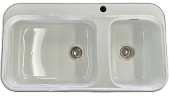 ALAPE Doppelbecken-Spüle 124 WEISS m. Contur MOCCA 92x50,5