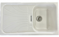 RIEBER Verona-100 Spüle Einbauspüle Weiss 86x50 cm