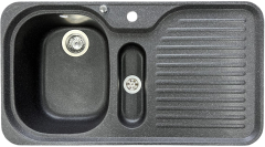 SUTER C-90 flächenbündige Spüle 89 x 49 cm Lava-Schwarz-Granit B-L